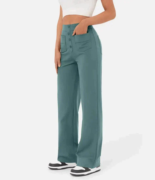 Tessa™ | Damer Elastiske Bukser Med Høj Talje Og Trendy Knapdetaljer