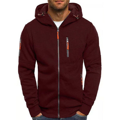 Rayan | Sporty Hoodie Med Lynlås Og Kontrasterende Lommer Herrer