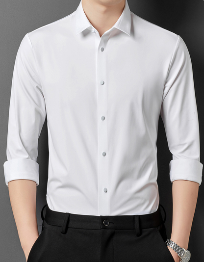 Dario | Stretch Slim Fit Skjorte Herre Med Skjult Knaplukning