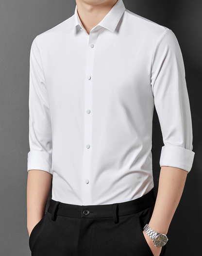 Dario | Stretch Slim Fit Skjorte Herre Med Skjult Knaplukning