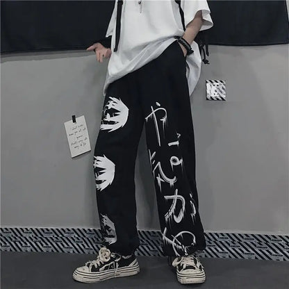 Ravage™ | Oversized Sorte Anime-Inspirerede Bukser | Gothic