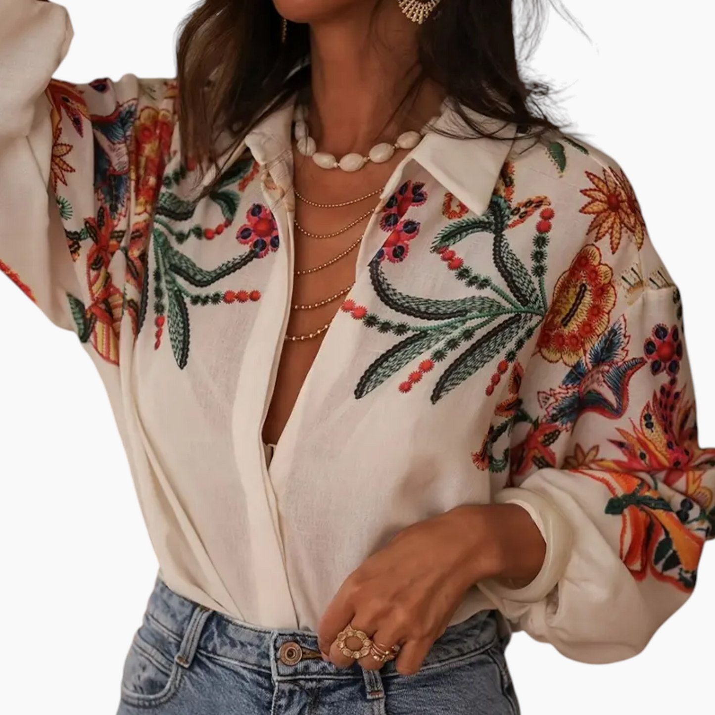 Isabella | Broderet Boho Bluse Damer