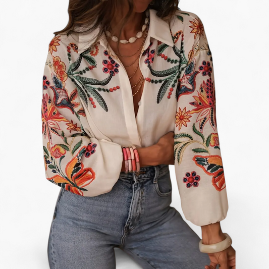 Isabella | Broderet Boho Bluse Damer