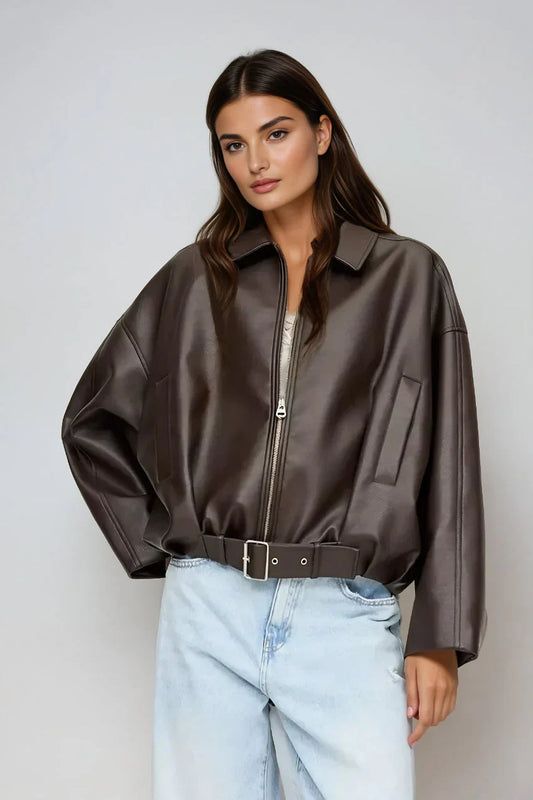 Mirella | Oversized Læderjakke
