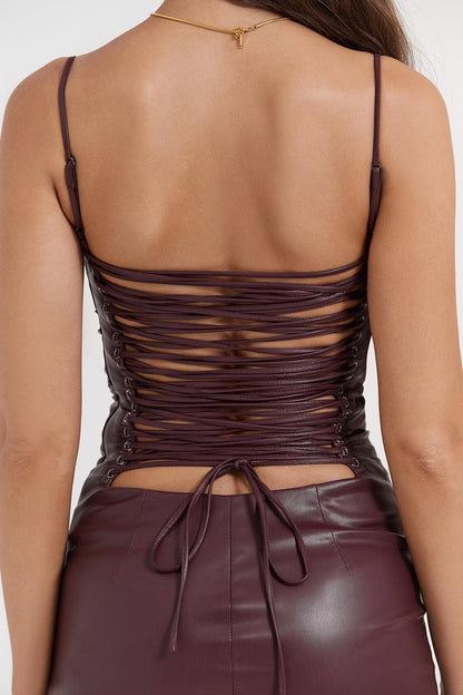 Valena | Bodycon Midi-Kjole i Vegansk Læder til Damer