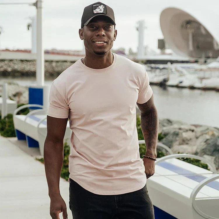Madeo™ | Herrer Atletisk Drop Cut T-shirt med Sømfri Pasform