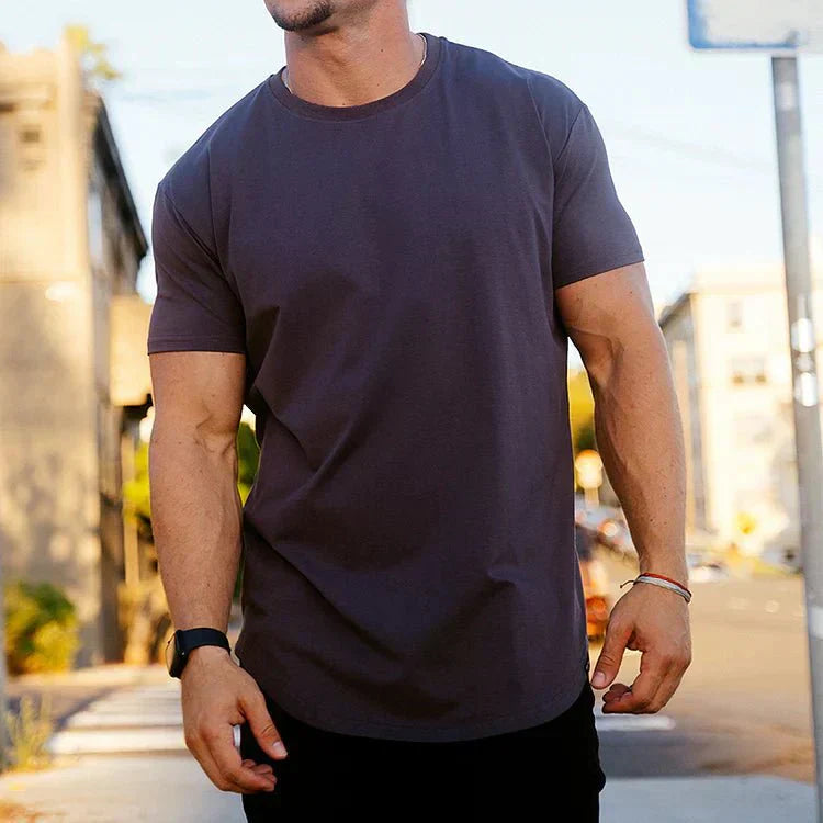 Madeo™ | Herrer Atletisk Drop Cut T-shirt med Sømfri Pasform