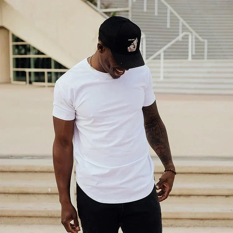 Madeo™ | Herrer Atletisk Drop Cut T-shirt med Sømfri Pasform