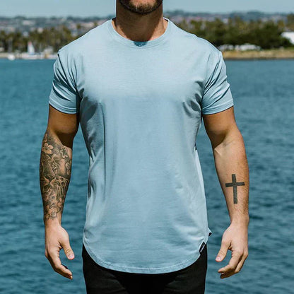 Madeo™ | Herrer Atletisk Drop Cut T-shirt med Sømfri Pasform
