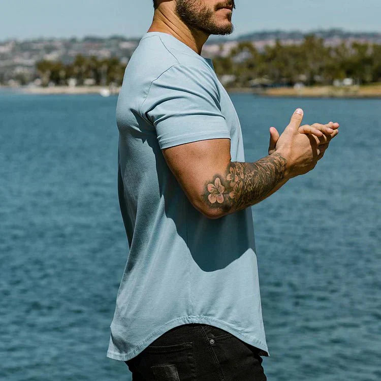 Madeo™ | Herrer Atletisk Drop Cut T-shirt med Sømfri Pasform