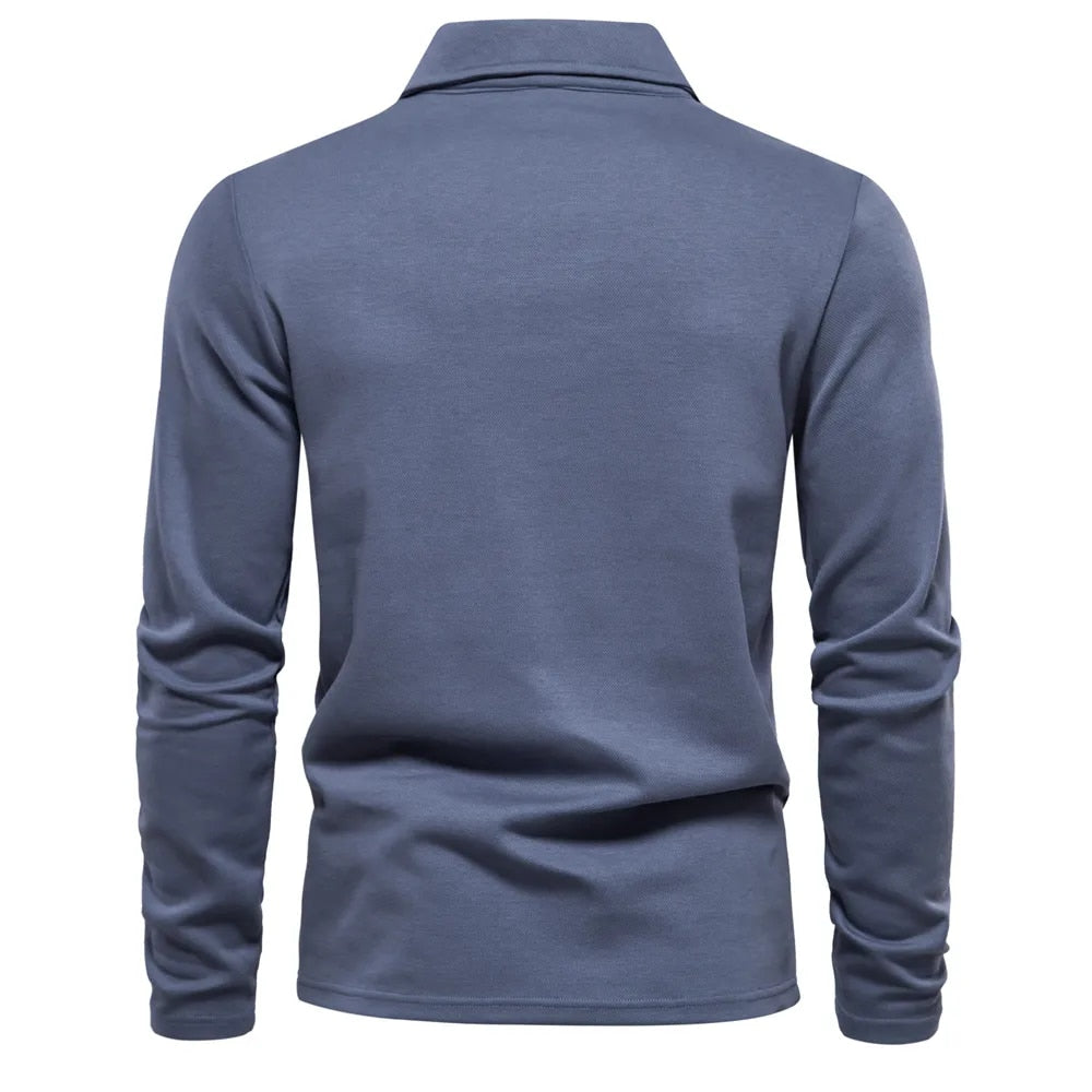 Jay™ | Herrer Luksus Langærmet Poloshirt med Perfekt Pasform til Komfort og Elegance
