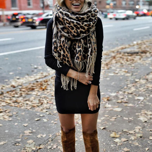 Levia | Oversized Tørklæde Med Leopardprint