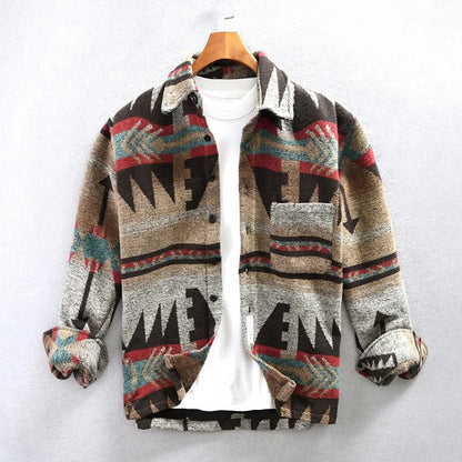 Victor™ | Herrer Aztec Flannel Overskjorte | Varm Vintage Stil med Unikt Retro Print