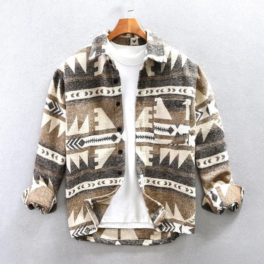 Victor™ | Herrer Aztec Flannel Overskjorte | Varm Vintage Stil med Unikt Retro Print