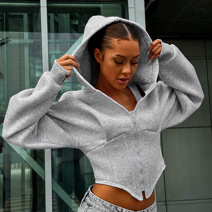 Averie | Cropped Hoodie Med Lynlås