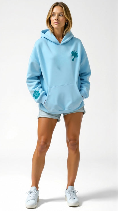 Isla | Oversized Hoodie Damer Med Palmeprint og Rygdesign