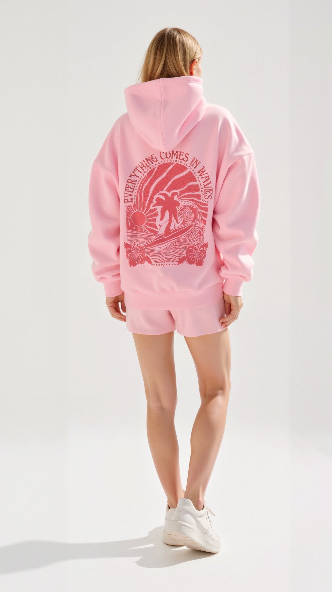 Isla | Oversized Hoodie Damer Med Palmeprint og Rygdesign