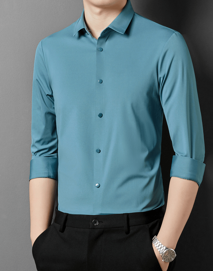 Dario | Stretch Slim Fit Skjorte Herre Med Skjult Knaplukning