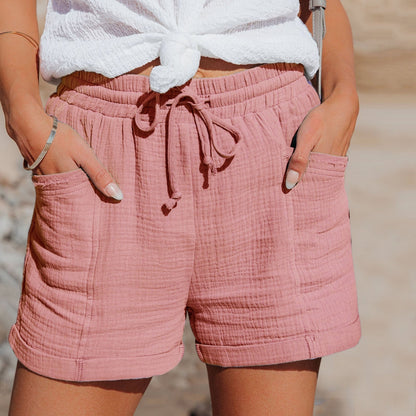 Sienna | Bomuldsmuslin Shorts Med Snøre Og Lommer Damer
