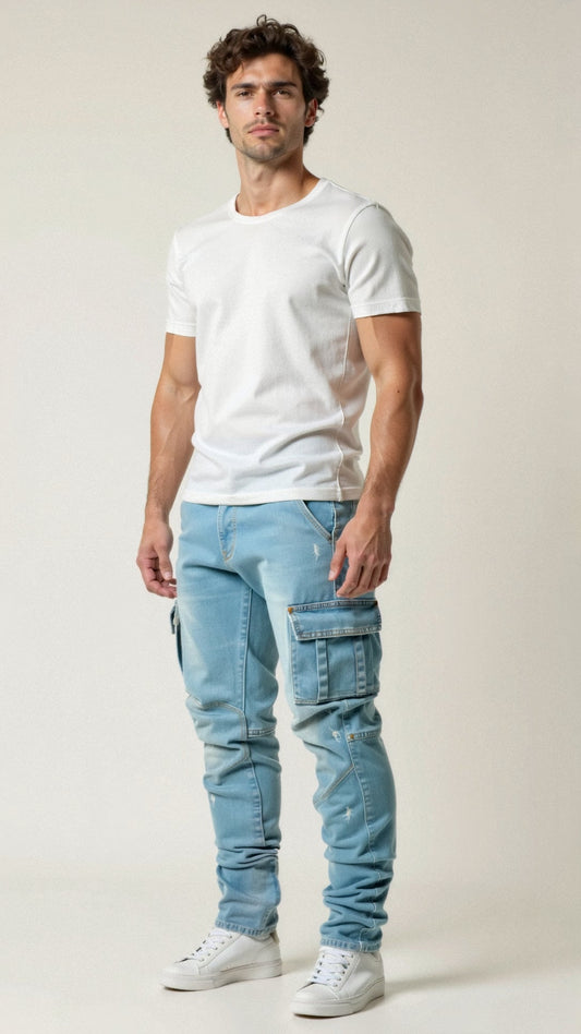 Valerio | Herre Cargobukser i Stretch Slim Fit