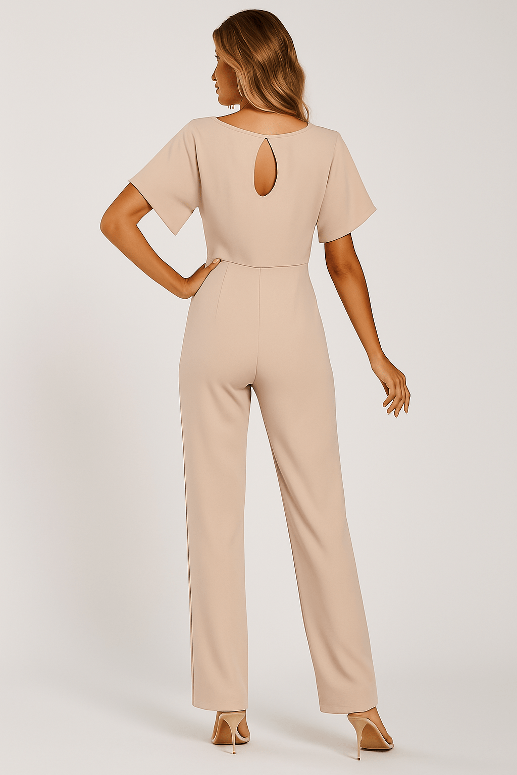 Éliane | Elegant Jumpsuit Med Bindebælte Og Korte Ærmer Damer