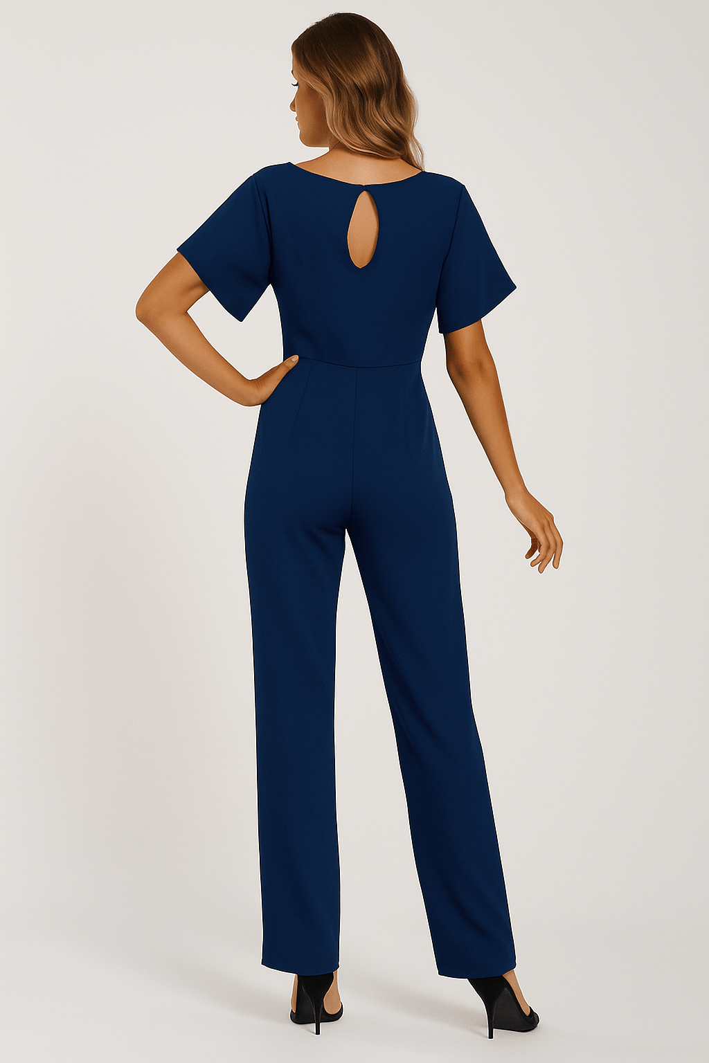Éliane | Elegant Jumpsuit Med Bindebælte Og Korte Ærmer Damer