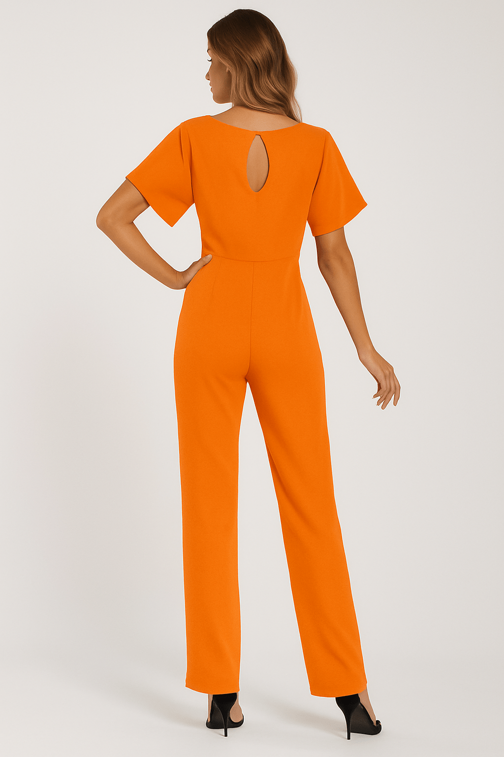 Éliane | Elegant Jumpsuit Med Bindebælte Og Korte Ærmer Damer