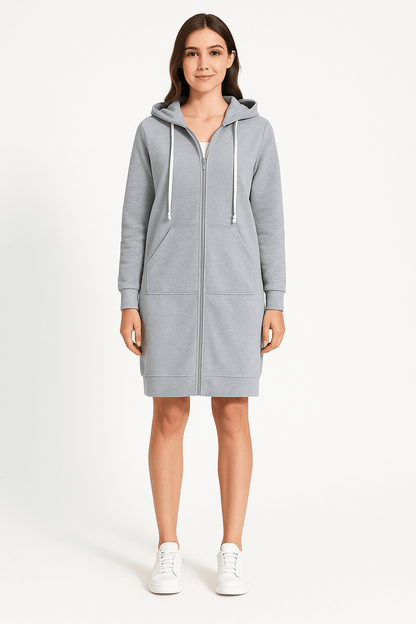 Mirella | Lang Hættetrøje med Lynlås til Damer til Komfortable & Varme Casual Looks