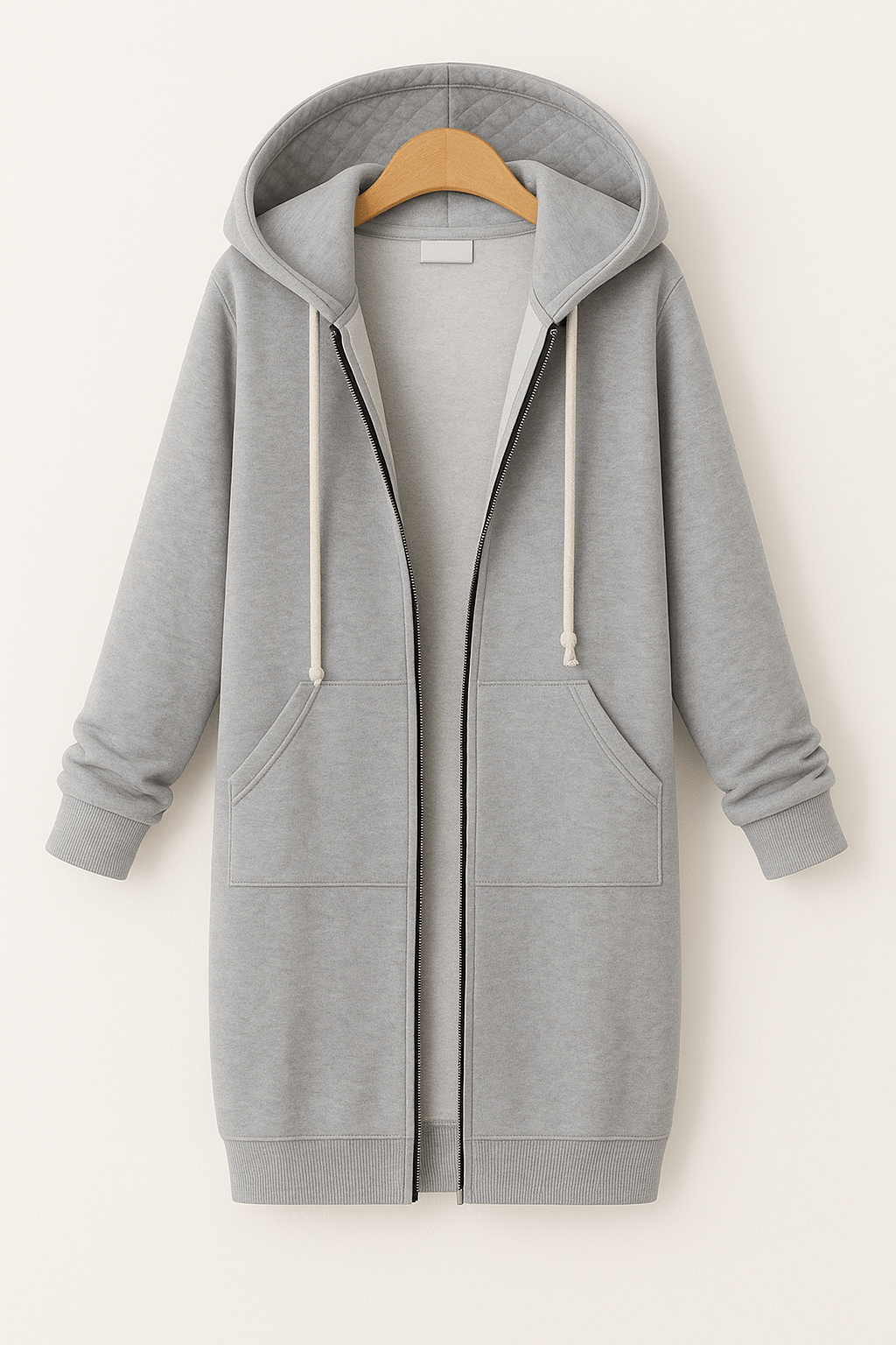 Mirella | Lang Hættetrøje med Lynlås til Damer til Komfortable & Varme Casual Looks