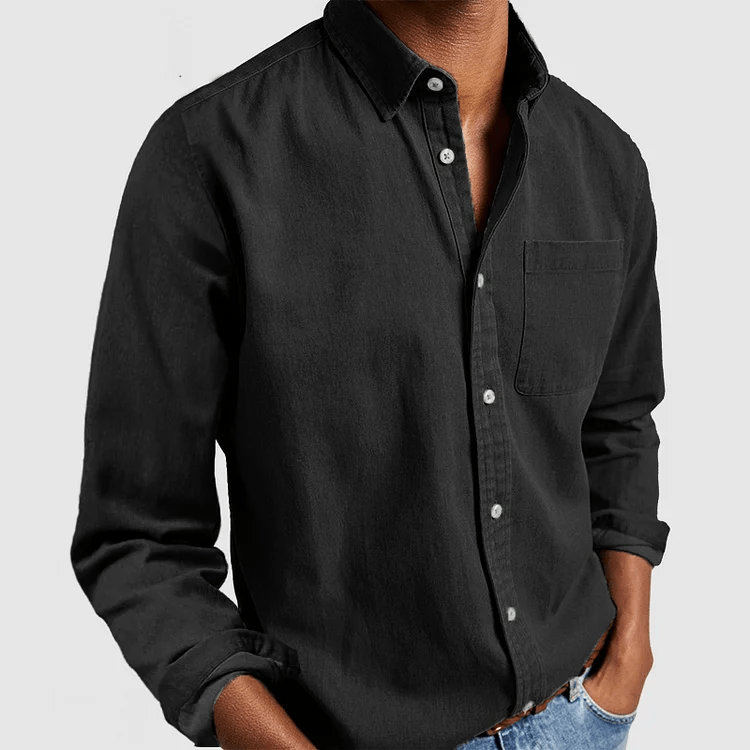 Noah | Casual Bomuldsskjorte til Herrer med Lange Ærmer og Button-Down Krave