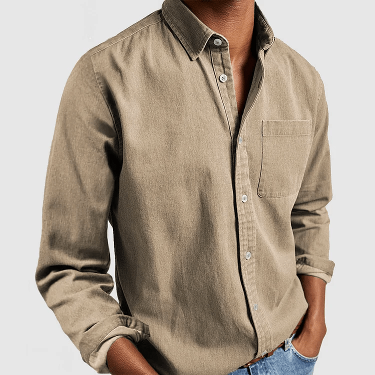 Noah | Casual Bomuldsskjorte til Herrer med Lange Ærmer og Button-Down Krave