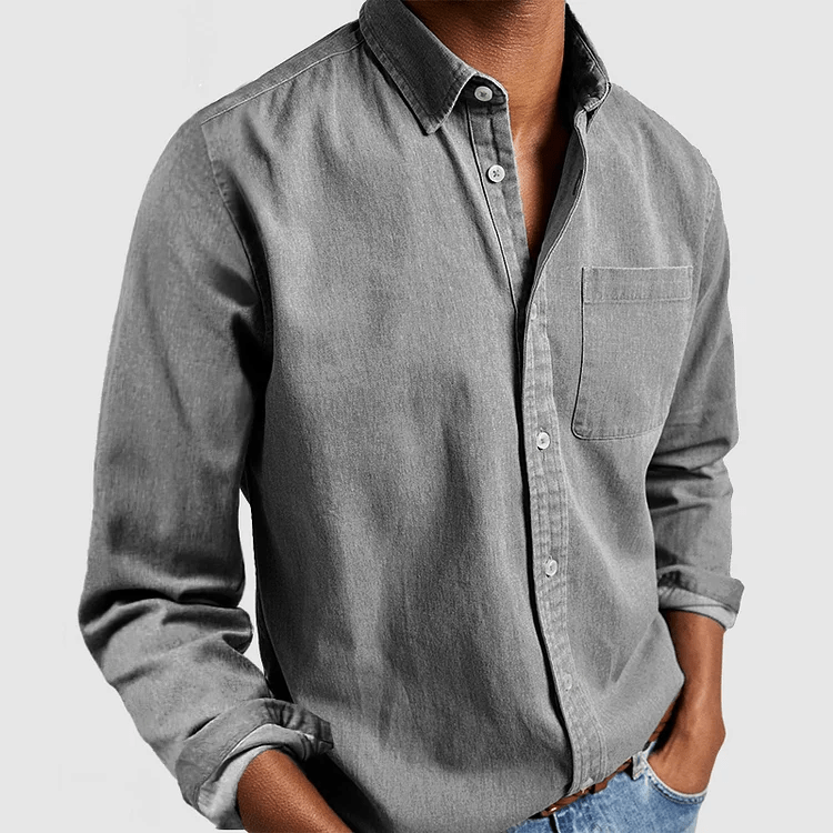 Noah | Casual Bomuldsskjorte til Herrer med Lange Ærmer og Button-Down Krave