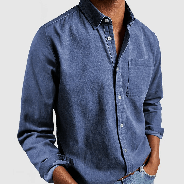 Noah | Casual Bomuldsskjorte til Herrer med Lange Ærmer og Button-Down Krave
