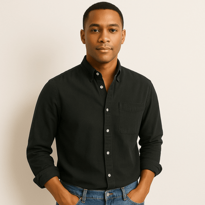 Noah | Casual Bomuldsskjorte til Herrer med Lange Ærmer og Button-Down Krave