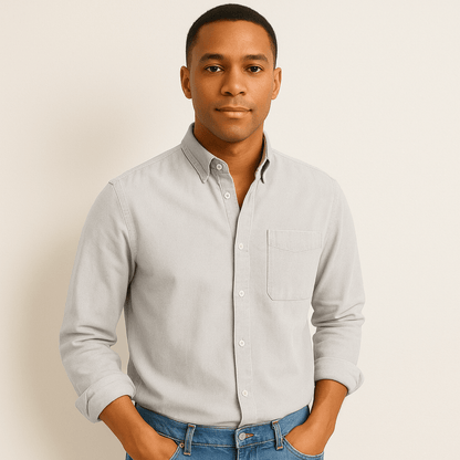 Noah | Casual Bomuldsskjorte til Herrer med Lange Ærmer og Button-Down Krave