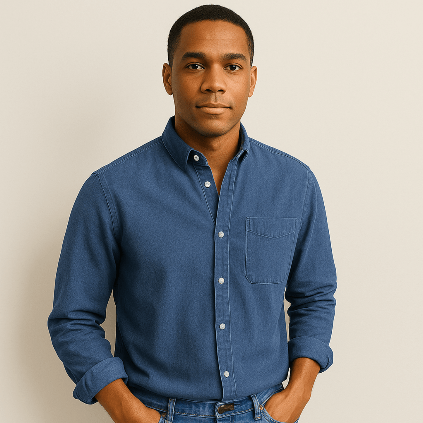 Noah | Casual Bomuldsskjorte til Herrer med Lange Ærmer og Button-Down Krave