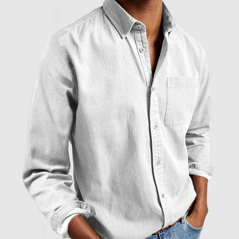 Noah | Casual Bomuldsskjorte til Herrer med Lange Ærmer og Button-Down Krave