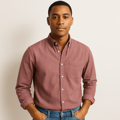 Noah | Casual Bomuldsskjorte til Herrer med Lange Ærmer og Button-Down Krave