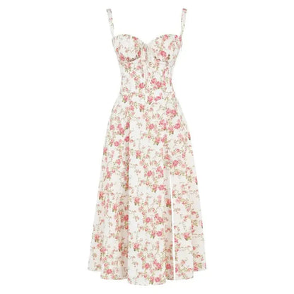 Vivianne | Bustier Midikjole Med A-Linje Nederdel Og Struktureret Overdel Damer