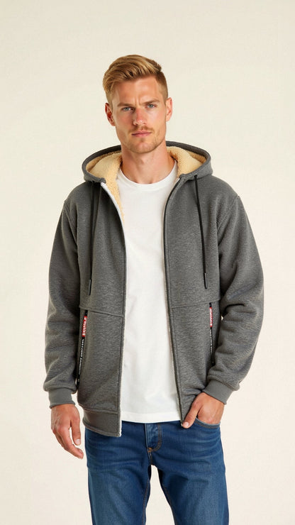 Branick | Varm Hoodie Med Teddyfór Og Lynlås Herrer