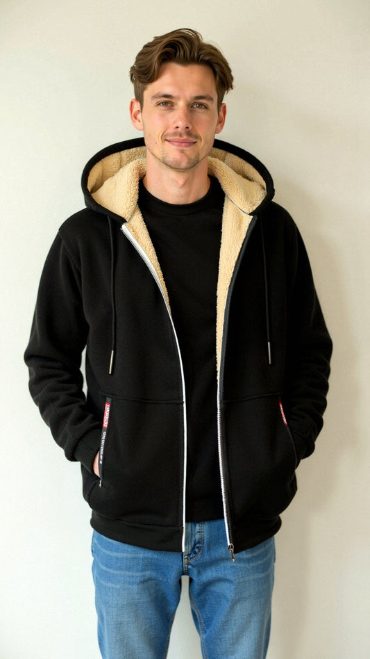 Branick | Varm Hoodie Med Teddyfór Og Lynlås Herrer