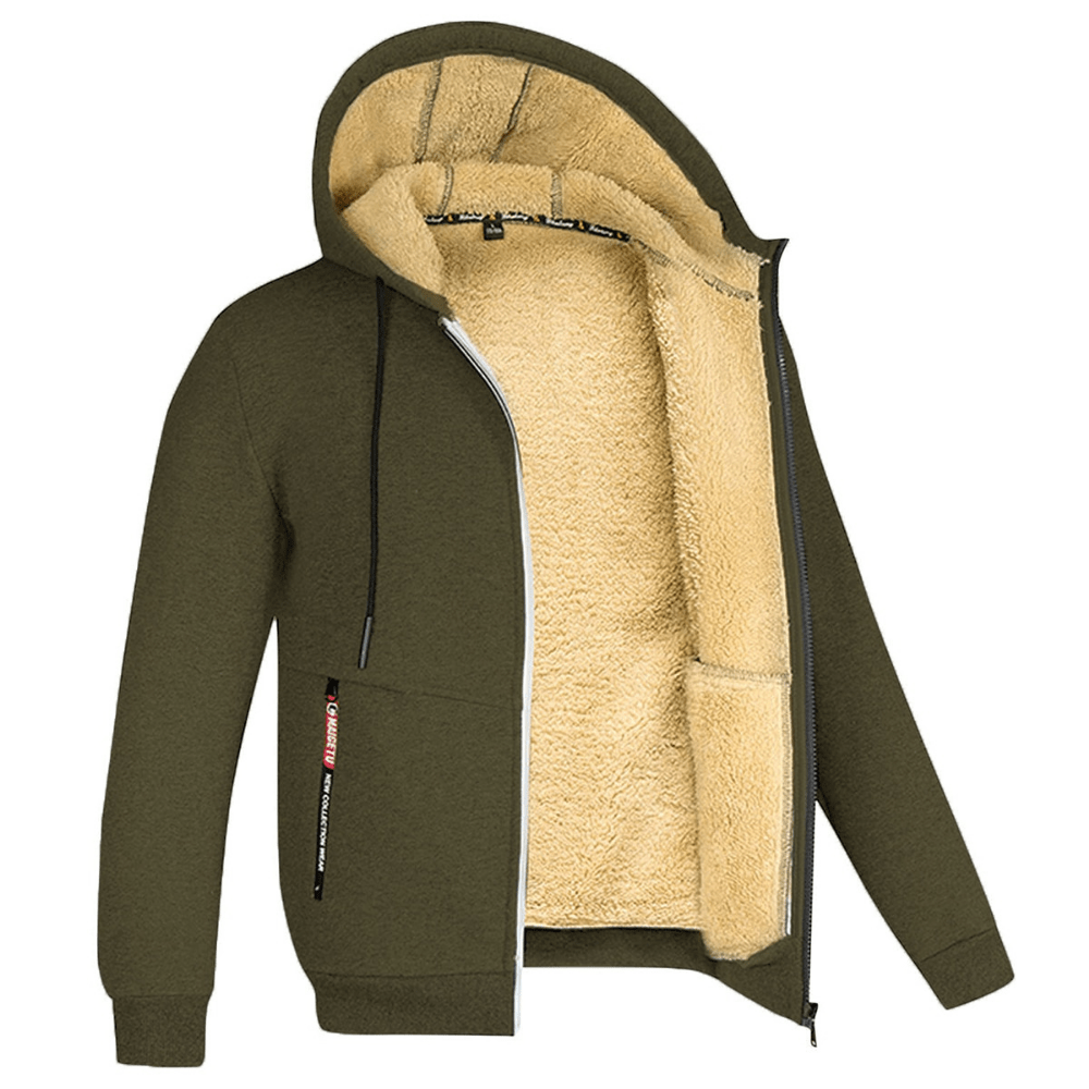 Branick | Varm Hoodie Med Teddyfór Og Lynlås Herrer