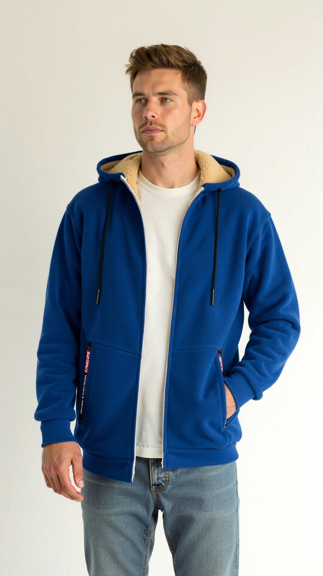 Branick | Varm Hoodie Med Teddyfór Og Lynlås Herrer