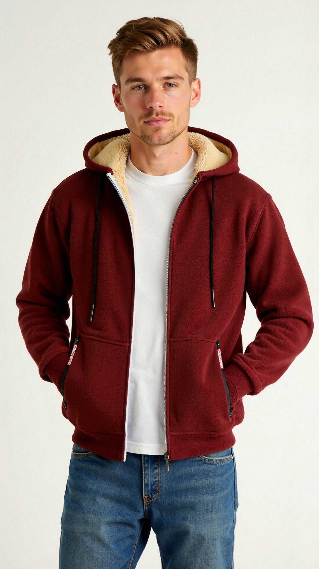 Branick | Varm Hoodie Med Teddyfór Og Lynlås Herrer