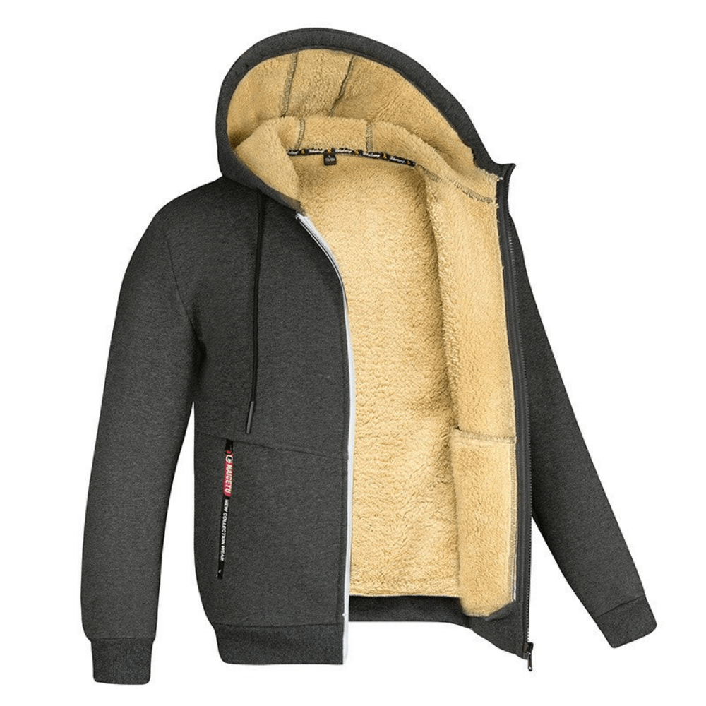 Branick | Varm Hoodie Med Teddyfór Og Lynlås Herrer