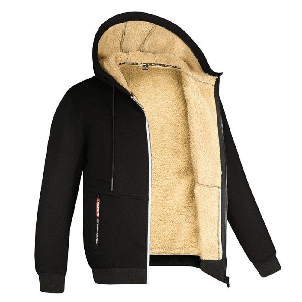 Branick | Varm Hoodie Med Teddyfór Og Lynlås Herrer