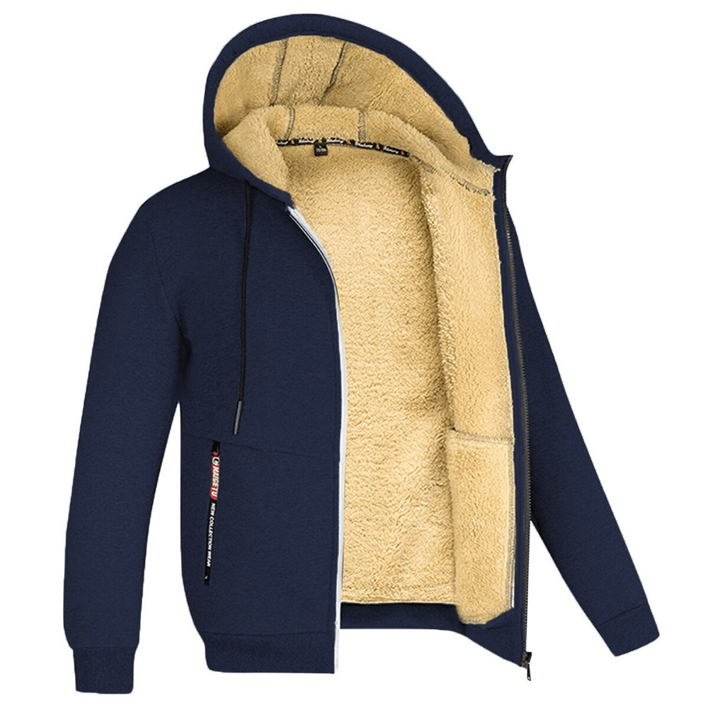Branick | Varm Hoodie Med Teddyfór Og Lynlås Herrer