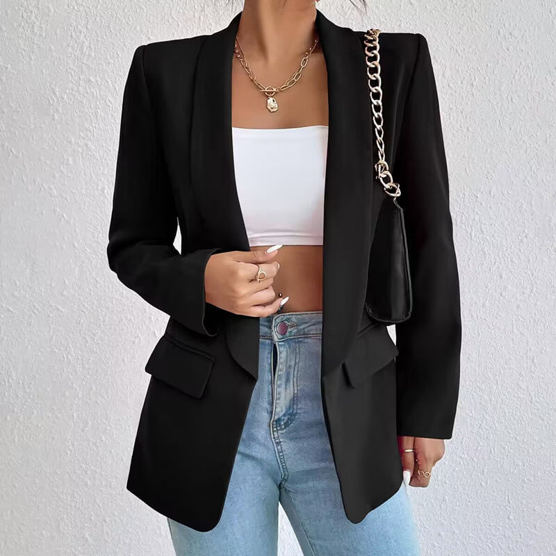 Valeria | Taljeret Åben Blazer til Damer Uden Knapper – Stilfuld og Alsidig