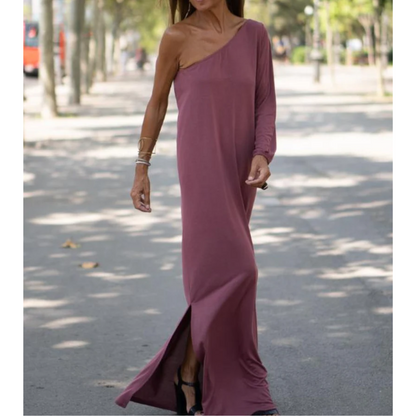 Nala™ | Elegant One-Shoulder Maxi Kjole med Flydende Linjer og Asymmetrisk Design | Sommerkjole