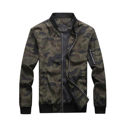 Björn™ | Herrer Camouflage Bomberjakke Med Lynlås Og Ærmelomme | Let Vindafvisende Streetwear Mellemsæson Jakke